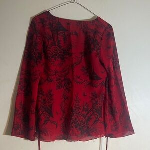 Motherhood Red and Black Floral Blouse